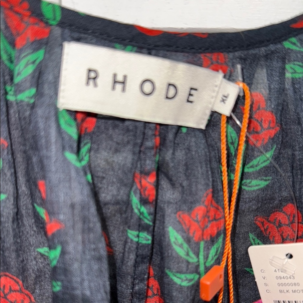 RHODE Floral Black and Red Mini Dress missing belt - Picture 2 of 7